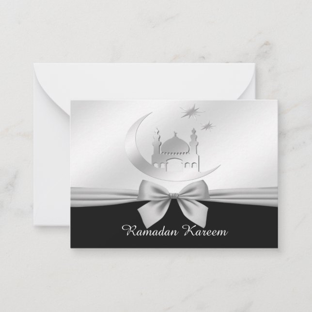 Black And White Ramadan Kareem Card (Front)