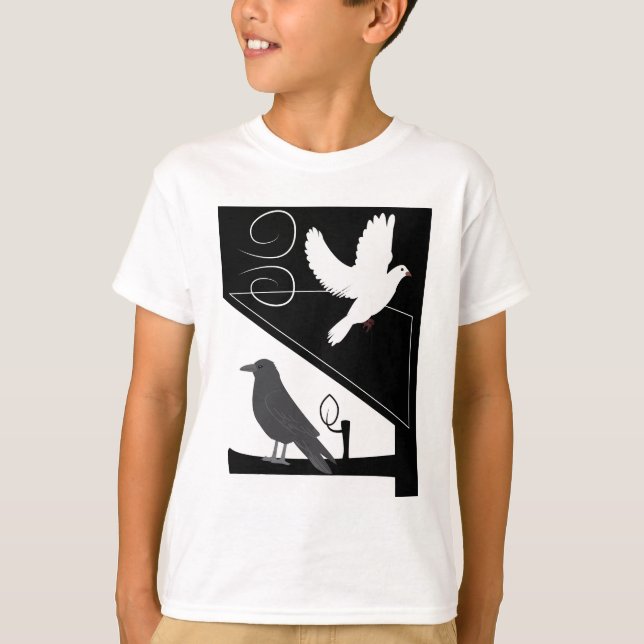 Black and White_Raven and Dove T-Shirt (Front)