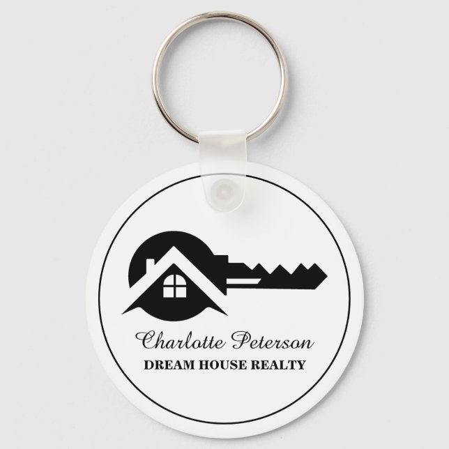 Black And White Real Estate Agent Keychain (Front)