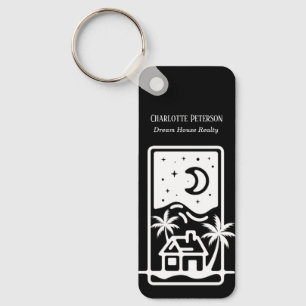  Black And White  Real Estate Agent Keychain