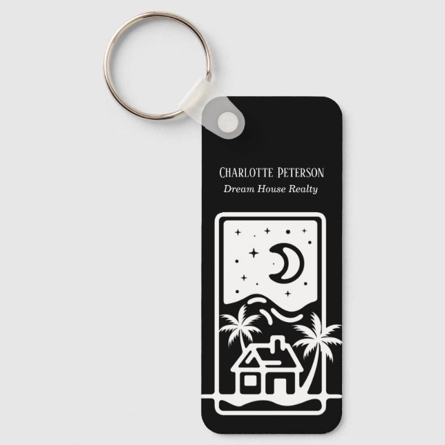  Black And White  Real Estate Agent Keychain (Front)