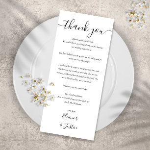 Black And White Reception Thank You Place Card