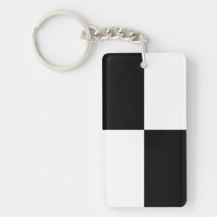 Black and White Rectangles Keychain