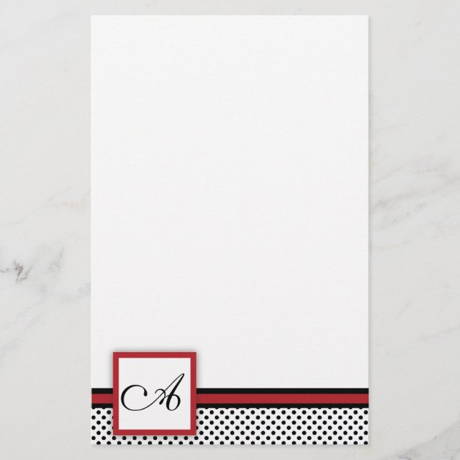 Black and white,red polks dots Stationary Stationery (Front)