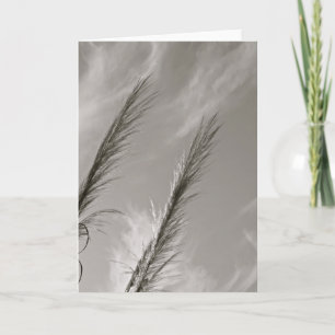 BLACK AND WHITE REEDS BLOWN IN THE WIND CARD