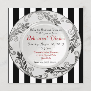 Black and White Rehearsal Dinner Invitations