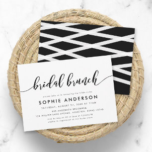 Black and White Relax Script Bridal Brunch Invitation