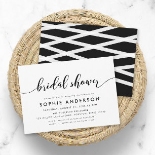 Black and White Relax Script Bridal Shower Invitation