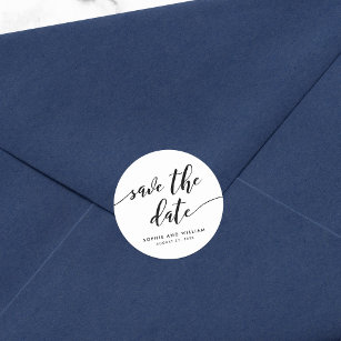 Black and White Relax Script Save the Date Classic Round Sticker