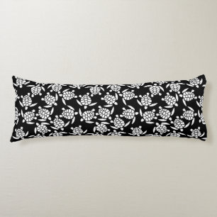 Black And White Repeat Motif Sea Turtle Pattern Body Pillow