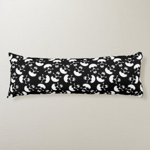 Black And White Repeating Motif   Skull Pattern Body Pillow