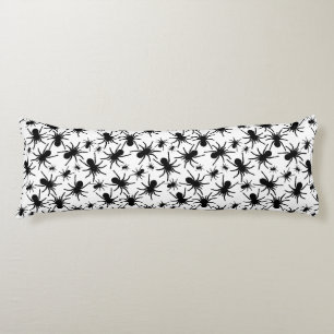 Black And White Repeating Motif   Spider Pattern Body Pillow