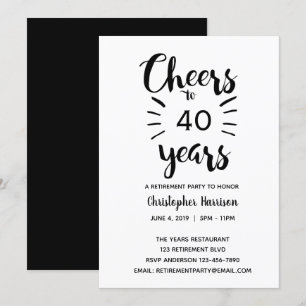 Black and White Retirement Invitation