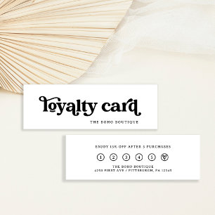 Black and White Retro Boho Typography Loyalty Card