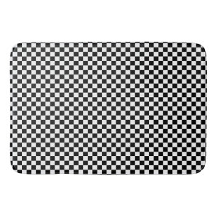 black and white - retro chequerboard  bath mat