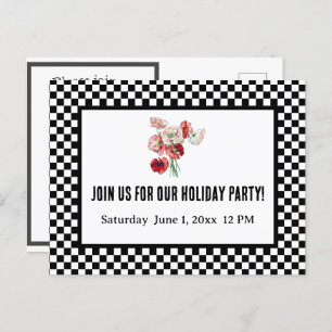 Black and White Retro Chequerboard Company Picnic Holiday Postcard