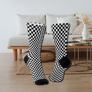 black and white - retro chequerboard socks