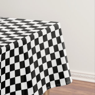 black and white - retro chequerboard tablecloth