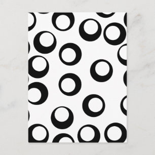 Black and White Retro Circles Pattern. Postcard