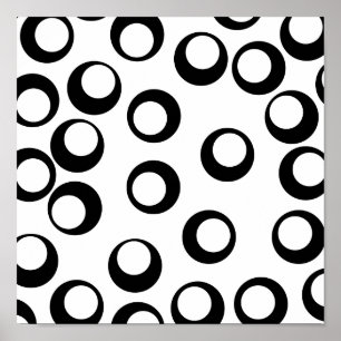 Black and White Retro Circles Pattern. Poster