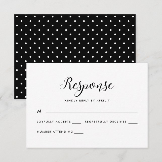 Black and White Retro Dots Wedding Rsvp Response (Front/Back)