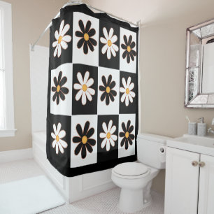 Black And White Retro Floral Daisy Flower
