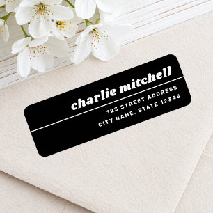 Black and white retro font return address