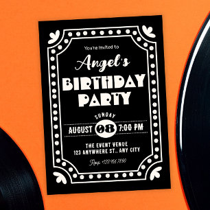 Black and white Retro fun birthday Invitation