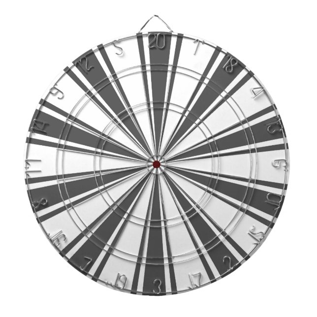 Black and white retro funky sun stripes dartboard (Front)