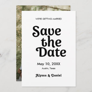 Black and White Retro Modern Custom Photo Wedding Invitation
