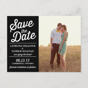 Black and White Retro Photo Save the Date Postcard