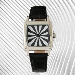 Black and white retro rays watch