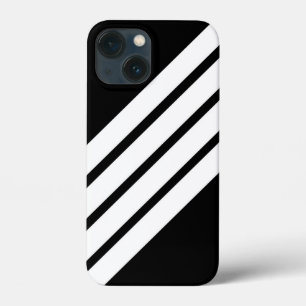 Black and White Retro Striped Stripes iPhone 13 Mini Case