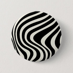 Black and white retro style waves 2 inch round button