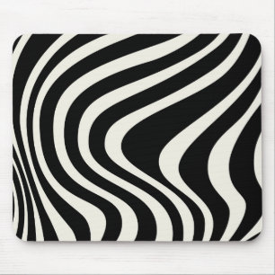 Black and white retro style waves mouse pad