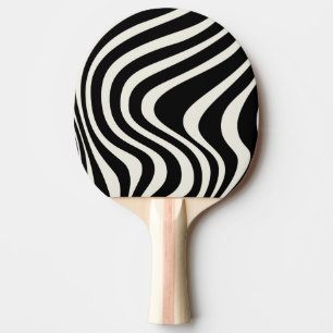 Black and white retro style waves ping pong paddle