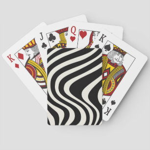 Black and white retro style waves playing cards