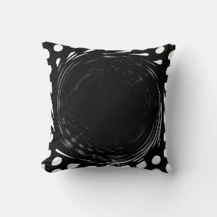 Black and White Retro Swirl Painting Abstract Art Throw Pillow
