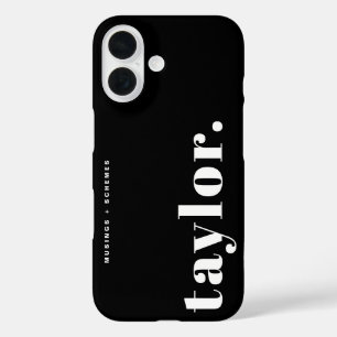 Black and White Retro Typography Personalized iPhone 16 Case