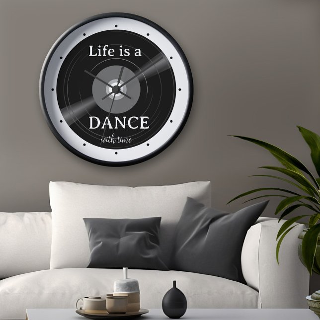 Black and White Retro Vinyl Record Music Round Clock (Creator Uploaded)