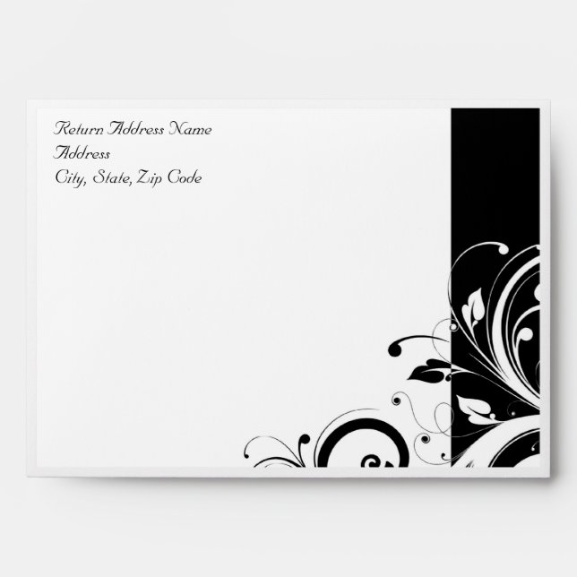 Black and White Reverse Swirl Envelope (Front)