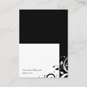 Black and White Reverse Swirl Place-Cards, Written Place Card