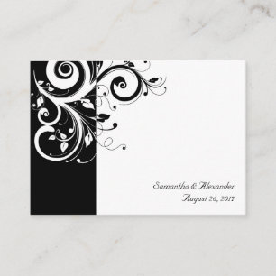 Black and White Reverse Swirl PlaceCards, Written Place Card