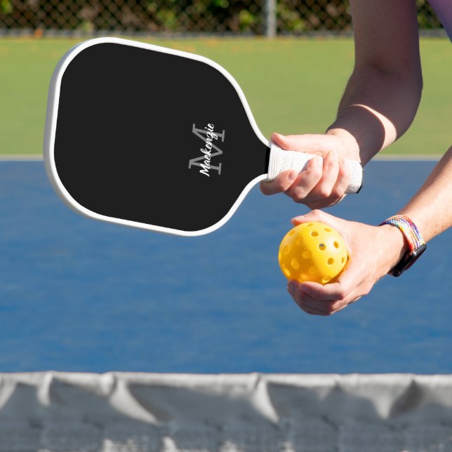 Black and White Reversed Colours Each Side Monogra Pickleball Paddle (Insitu)