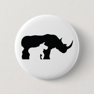 Black and White Rhino 2 Inch Round Button