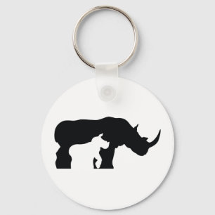 Black and White Rhino Keychain