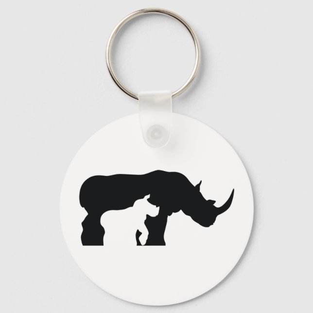 Black and White Rhino Keychain (Front)