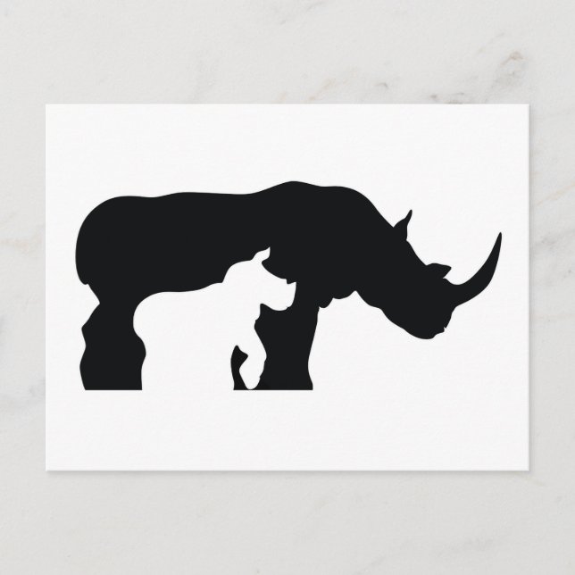 Black and White Rhino Postcard (Front)