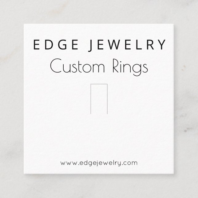 Black And White Ring Display Packaging Square Business Card (Front)