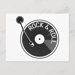 Black and White  Rock And Roll Vinyl Record Postcard
